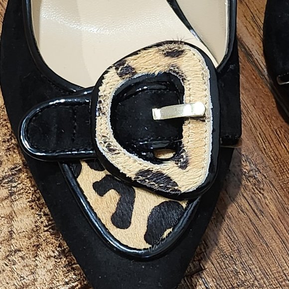 J. Renee Nari Leopard Suede Animal Hair Black Pumps - Picture 2 of 10